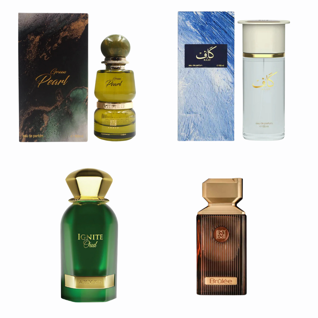 4 x Ahmed Al Maghribi | Green Pearl / Igniti Oud / Kaaf / Brülee