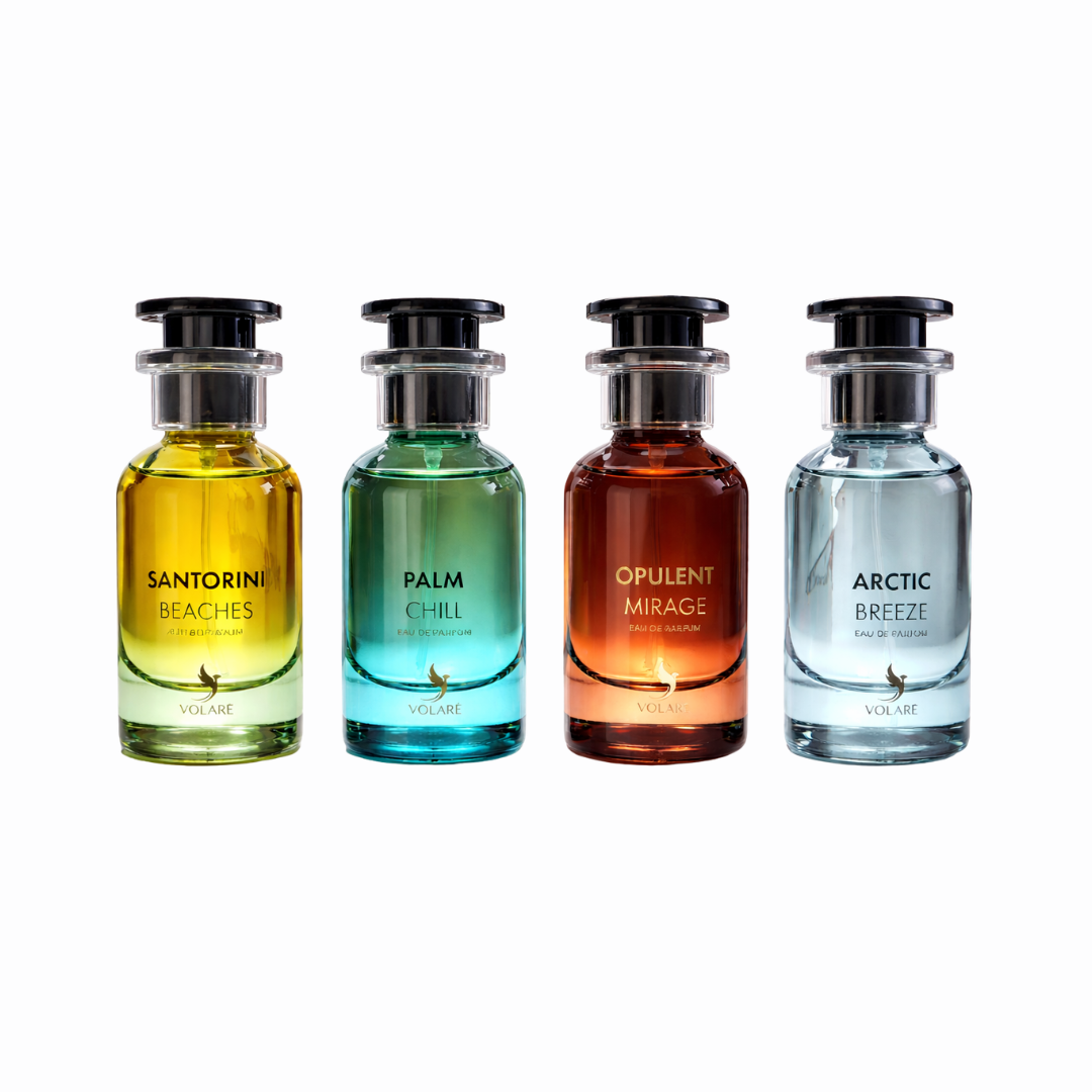 4 x Volare Set 25ml Santorini Beaches Palm Chill Opulent Mirage Arctic Breeze